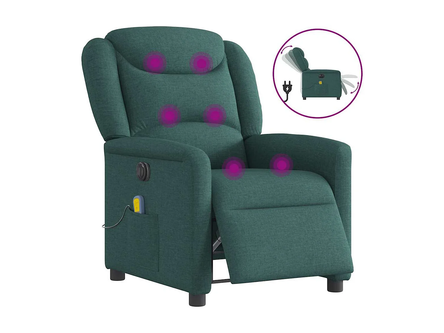 Fauteuil inclinable électrique-Fauteuil de massage de Salon Vert foncé Tissu SHL1803