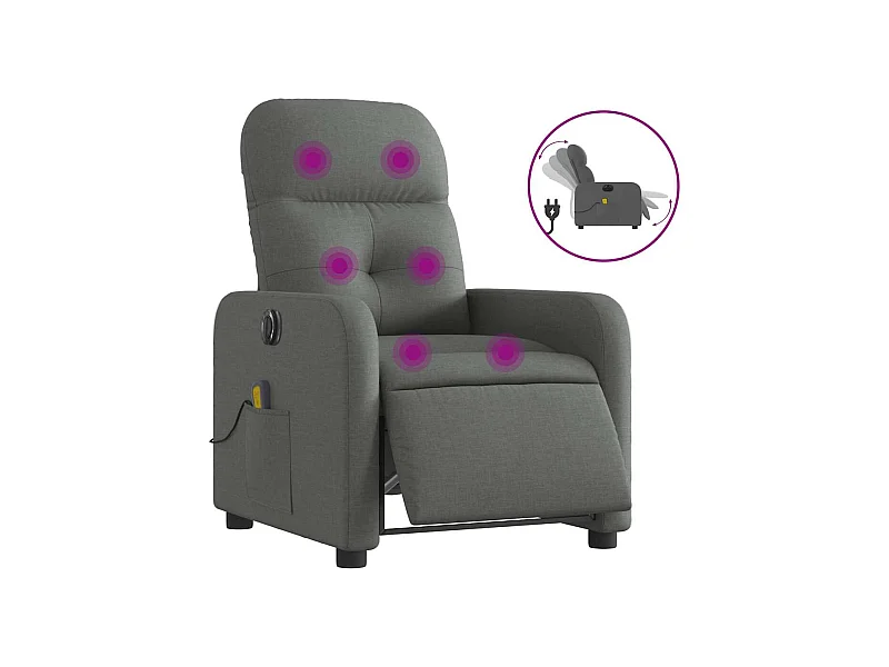 Sillón de relax | Sillón reclinable de masaje eléctrico tela gris oscuro SHL9869