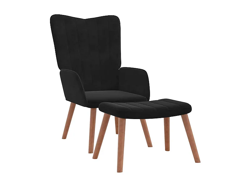 Sillón de relax | Silla de relax con taburete terciopelo negro SHL7783