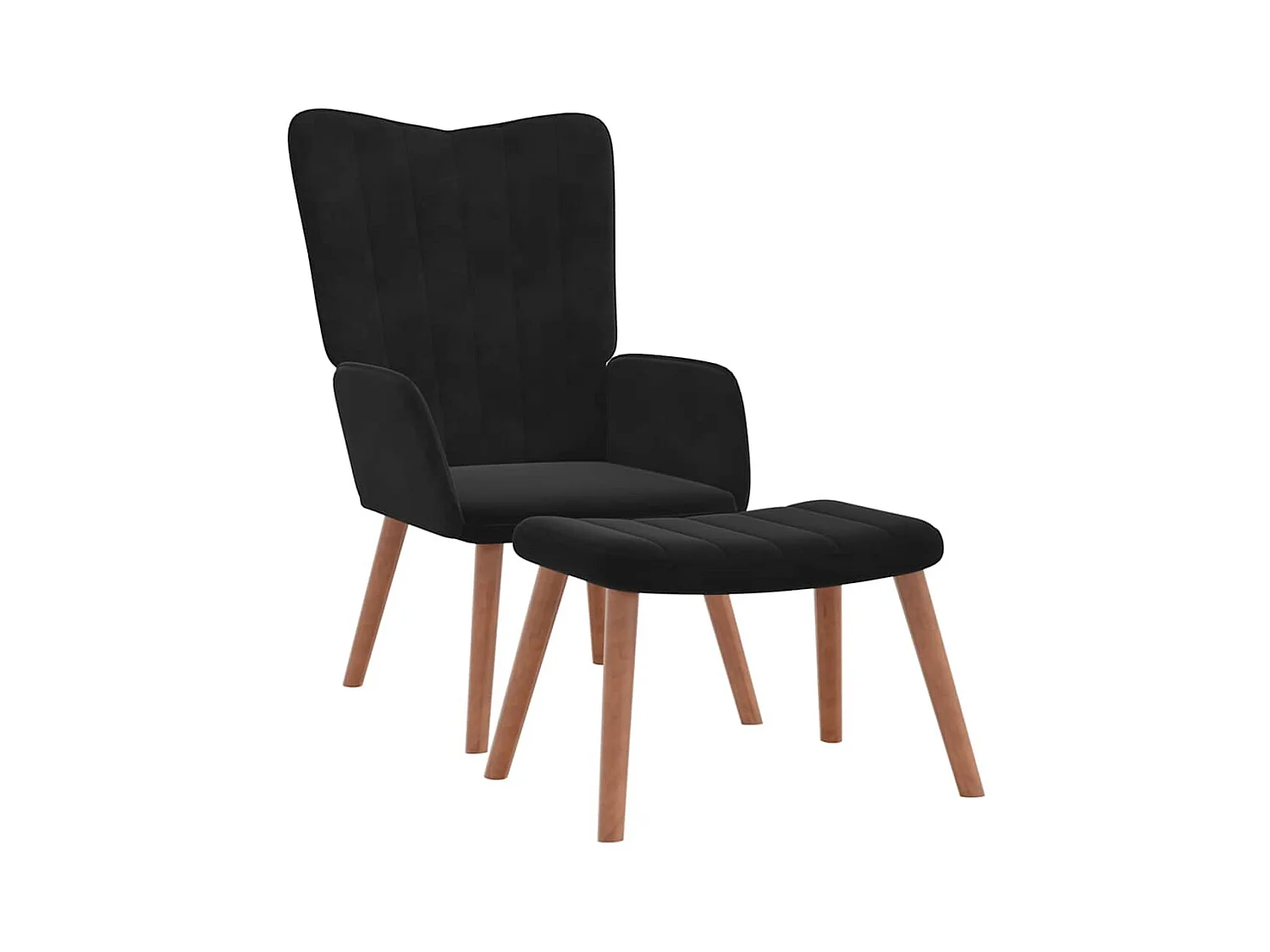 Sillón de relax | Silla de relax con taburete terciopelo negro SHL7783