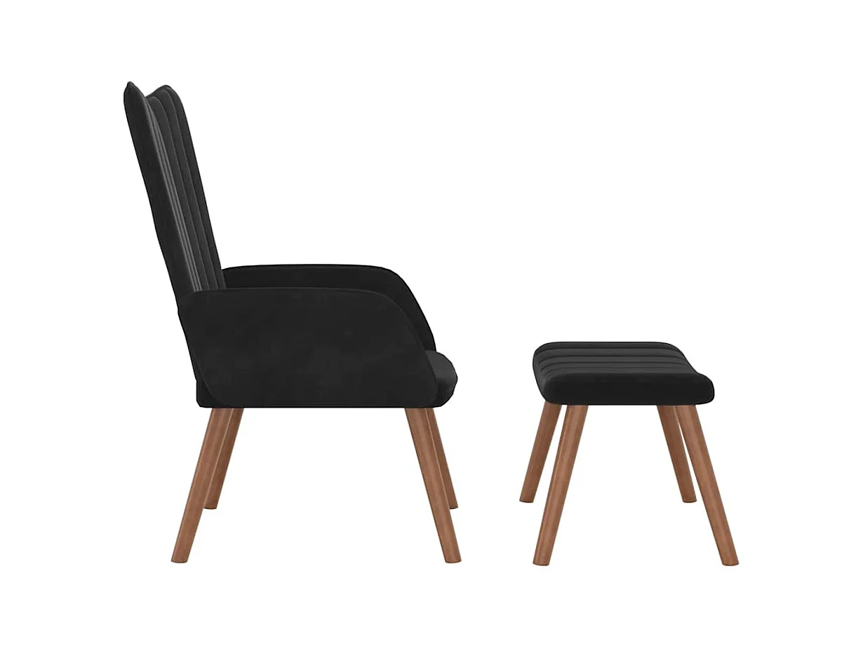Sillón de relax | Silla de relax con taburete terciopelo negro SHL7783