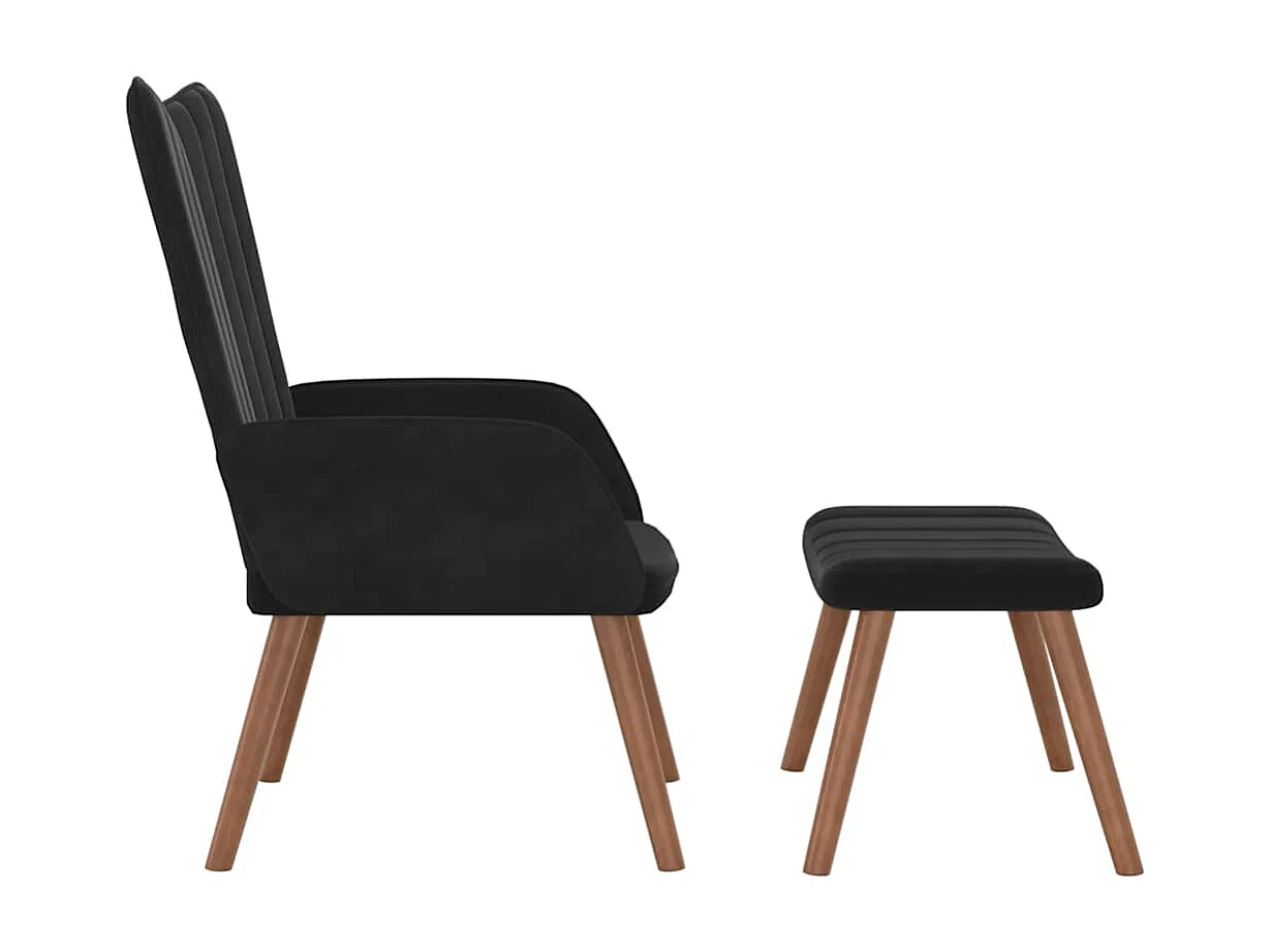 Sillón de relax | Silla de relax con taburete terciopelo negro SHL7783