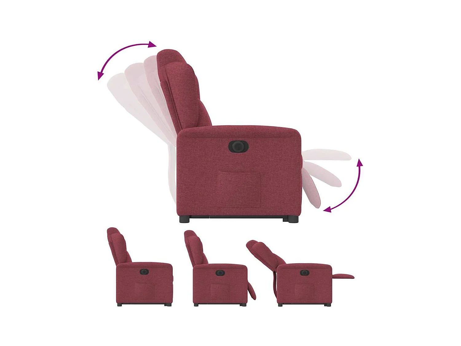 Silla de relax | Sillón eléctrico reclinable elevable de tela rojo tinto SHL8644