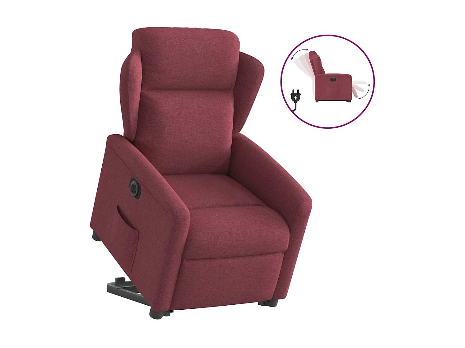 Fauteuil inclinable électrique-Chaise de relax-Fauteuil TV rouge bordeaux tissu SHL4022