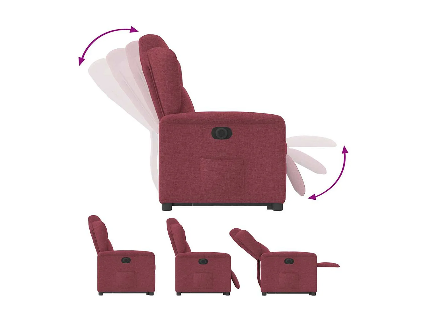 Fauteuil inclinable électrique-Chaise de relax-Fauteuil TV rouge bordeaux tissu SHL4022