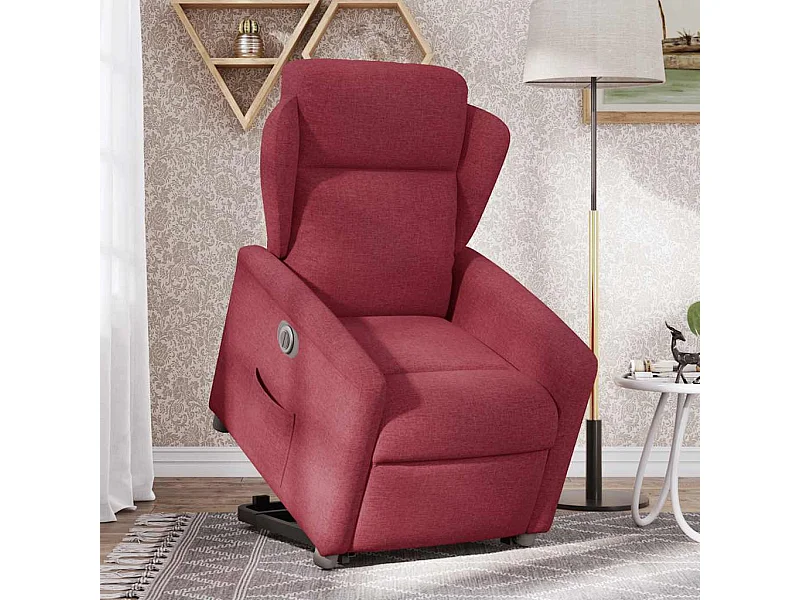 Fauteuil inclinable électrique-Chaise de relax-Fauteuil TV rouge bordeaux tissu SHL4022
