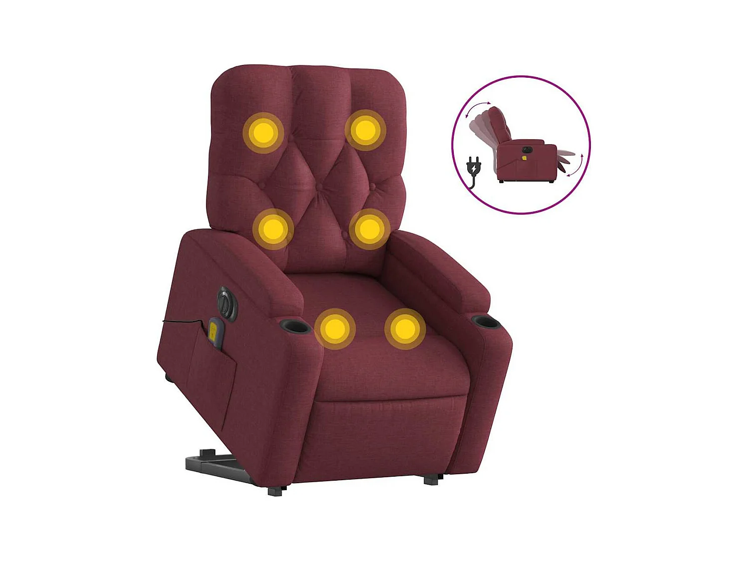Fauteuil inclinable électrique-Chaise-Fauteuil de Massage Rouge bordeaux Tissu SHL1045