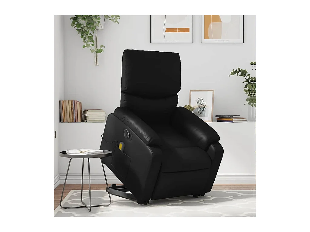 Fauteuil inclinable électrique-Chaise-Fauteuil de Massage noir similicuir SHL4915