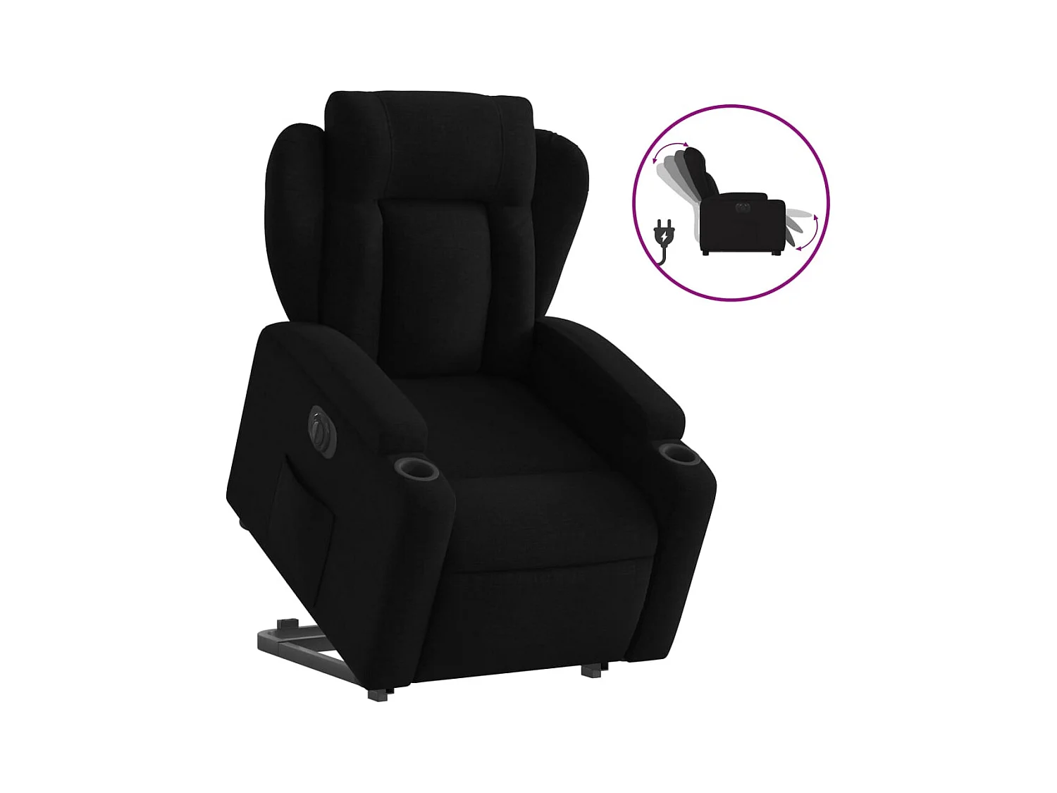 Fauteuil inclinable électrique-Chaise de relax-Fauteuil salon noir tissu SHL3305
