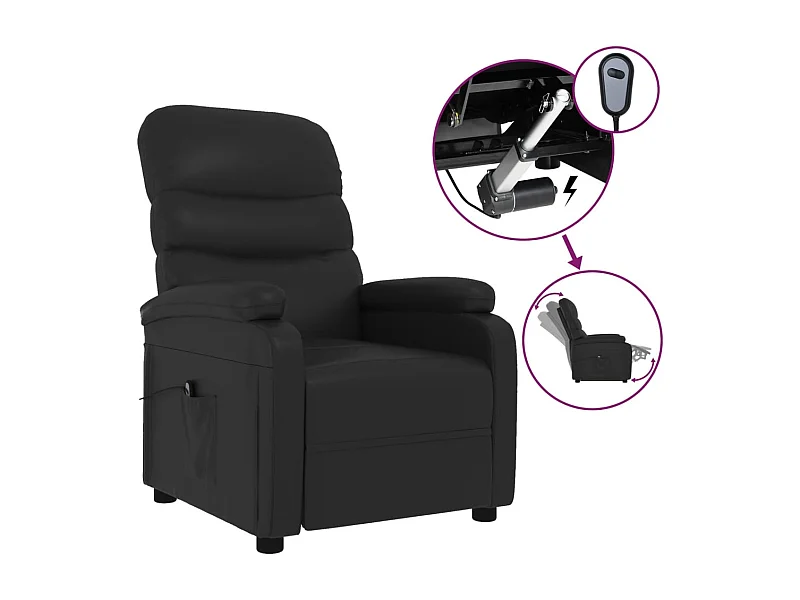Sillón de relax | Silla | Sillón reclinable eléctrico de cuero sintético negro SHL6312