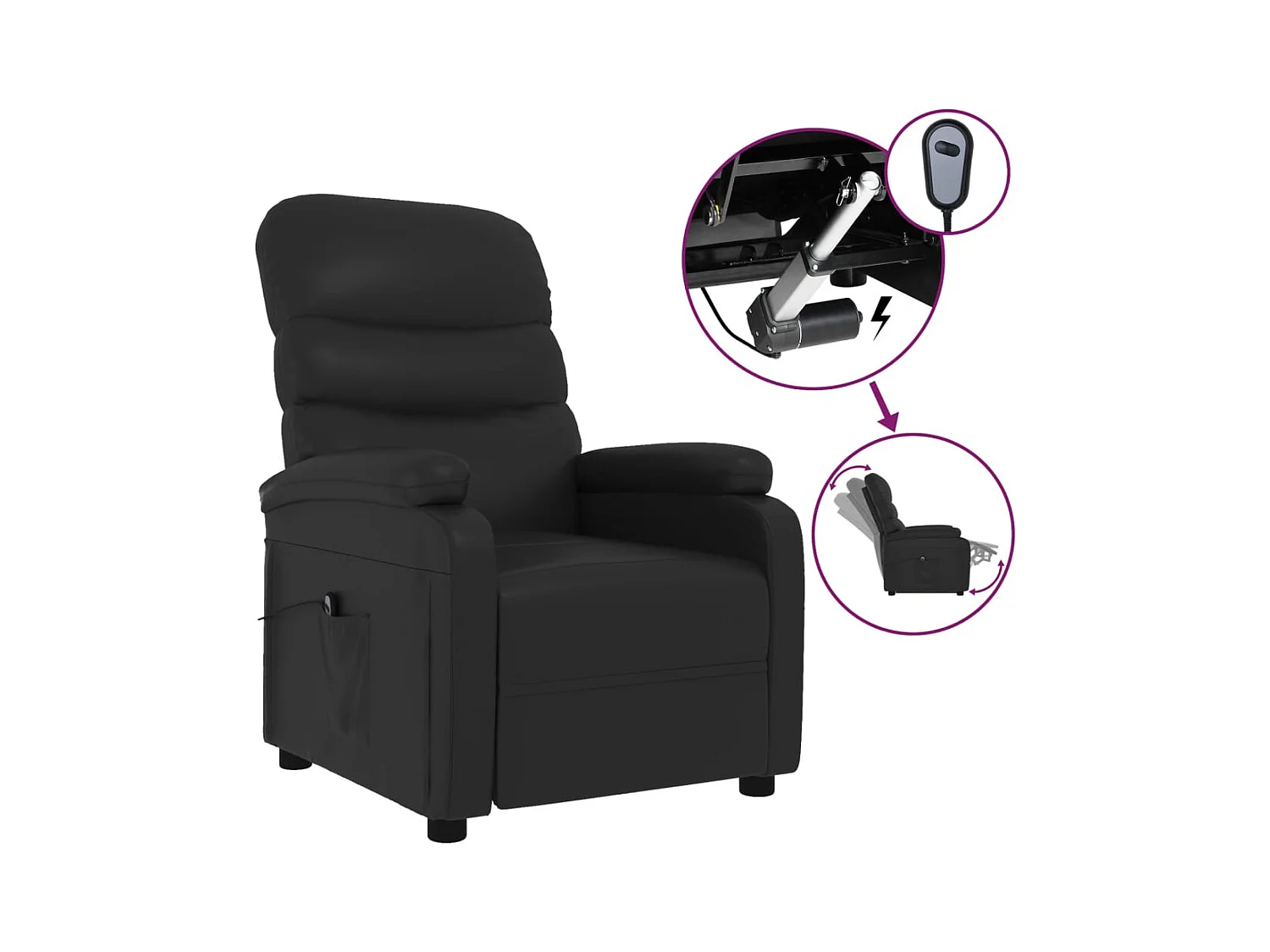 Poltrona Confortável | Poltrona reclinável elétrica couro artificial preto SHL384599