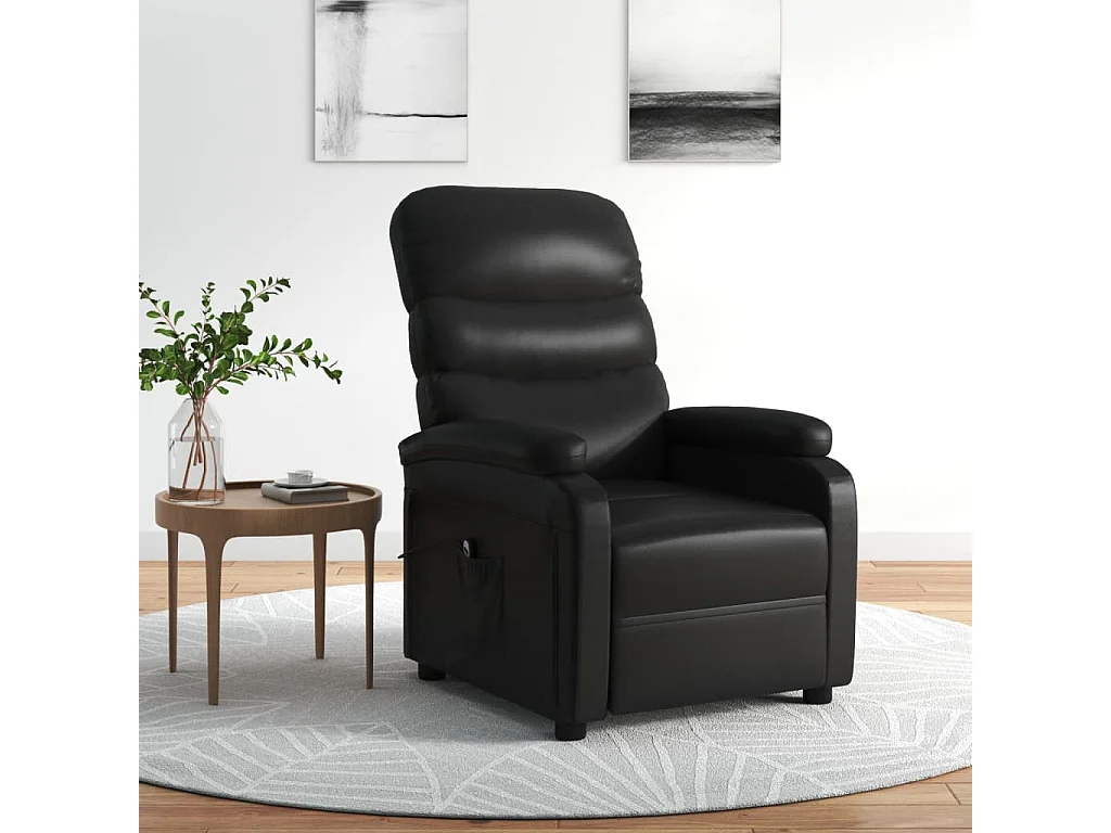 Relaxsessel Elektrisch | Lounge Sessel indoor Schwarz Kunstleder SHL38199