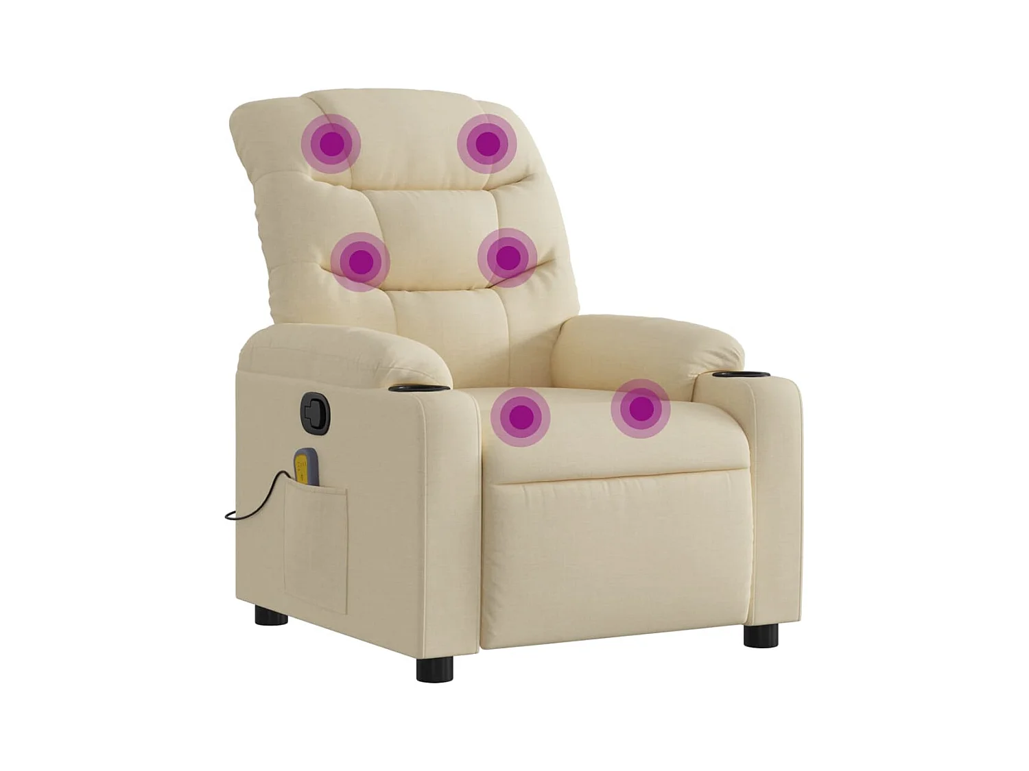 Fauteuil inclinable-Chaise de relax-Fauteuil de Massage Crème Tissu SHL2578