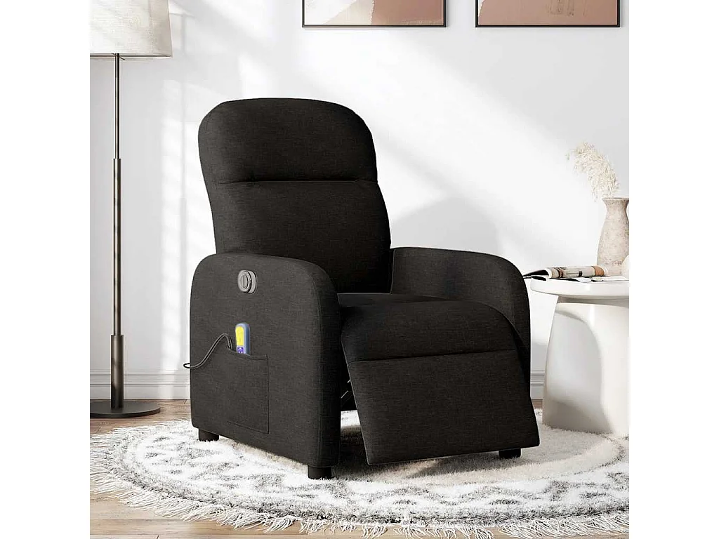 Fauteuil inclinable électrique-Fauteuil de massage de Salon Noir Tissu SHL3565