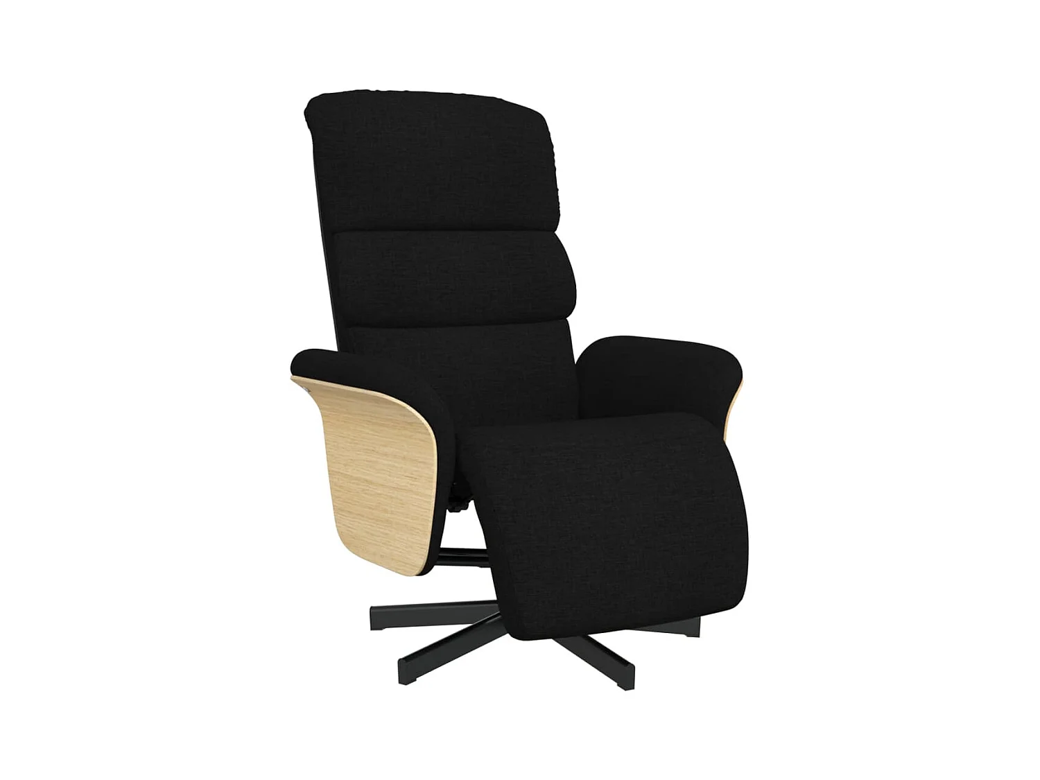 Fauteuil inclinable-Fauteuil salon avec repose-pieds noir tissu SHL5153