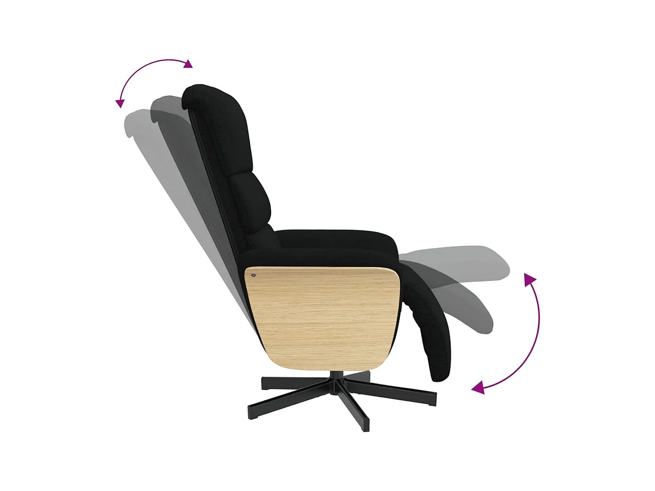 Fauteuil inclinable-Fauteuil salon avec repose-pieds noir tissu SHL5153