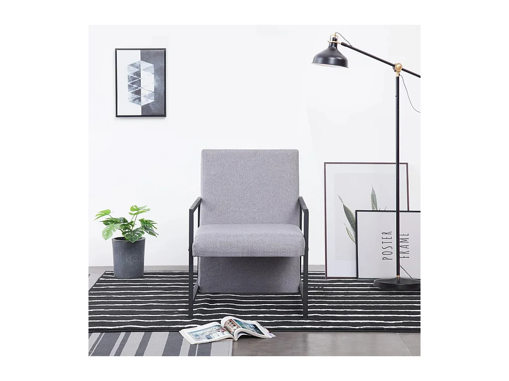 Sillón de salón | Silla de relax | Sillón de tela gris claro SHL7358