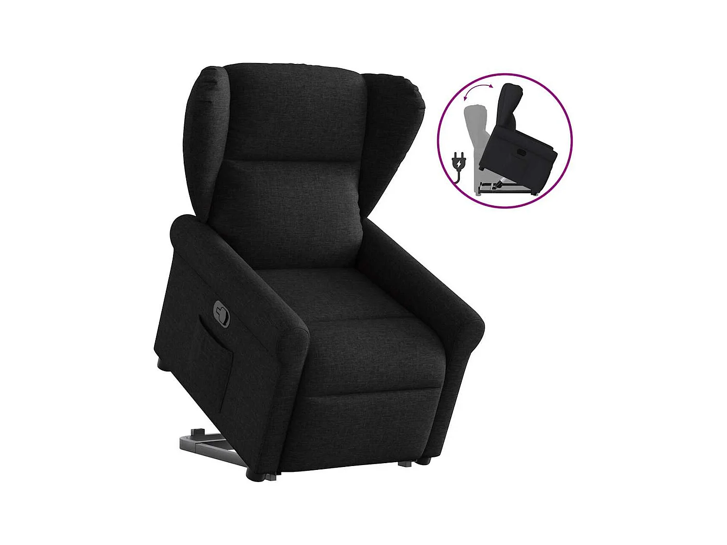 Sillón de relax | Silla | Sillón reclinable elevable tela negro SHL4182