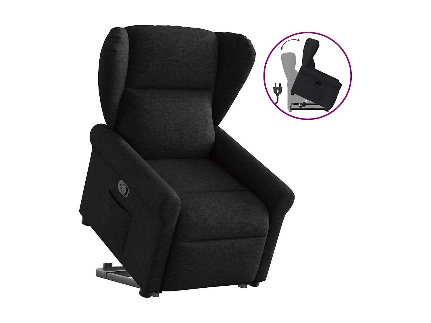 Fauteuil inclinable-Chaise de relax-Fauteuil TV noir tissu SHL2570