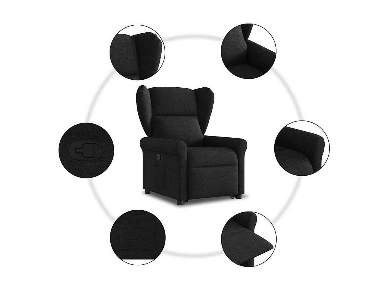 Fauteuil inclinable-Chaise de relax-Fauteuil TV noir tissu SHL2570