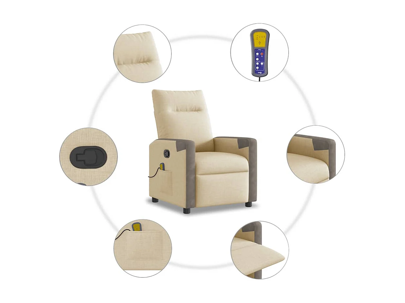 Sillón de salón | Silla | Sillón de masaje reclinable de tela crema SHL9471