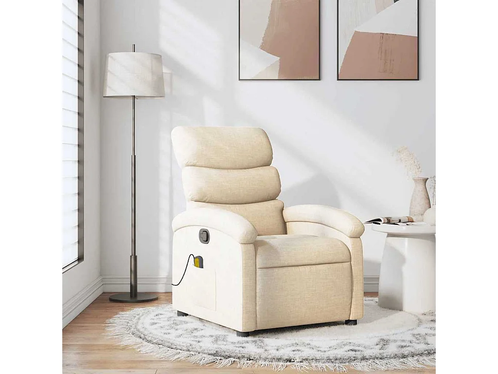 Fauteuil inclinable-Fauteuil salon-Fauteuil de massage Crème Tissu SHL977