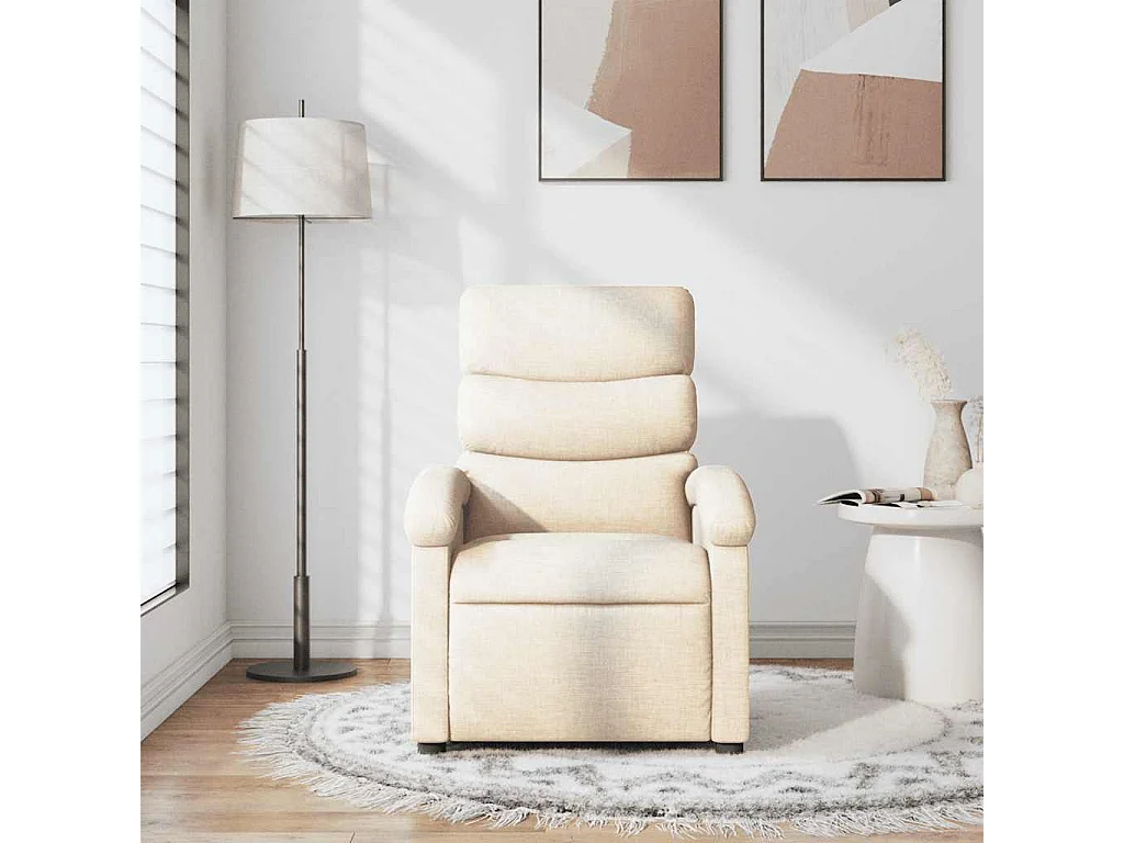 Fauteuil inclinable-Fauteuil salon-Fauteuil de massage Crème Tissu SHL977
