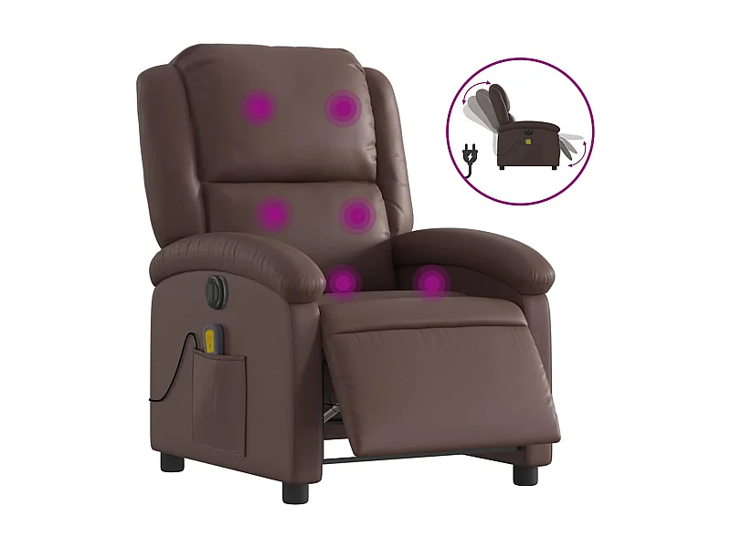 Sillón de salón | Silla | Sillón de masaje reclinable eléctrico cuero sintético marrón SHL9721