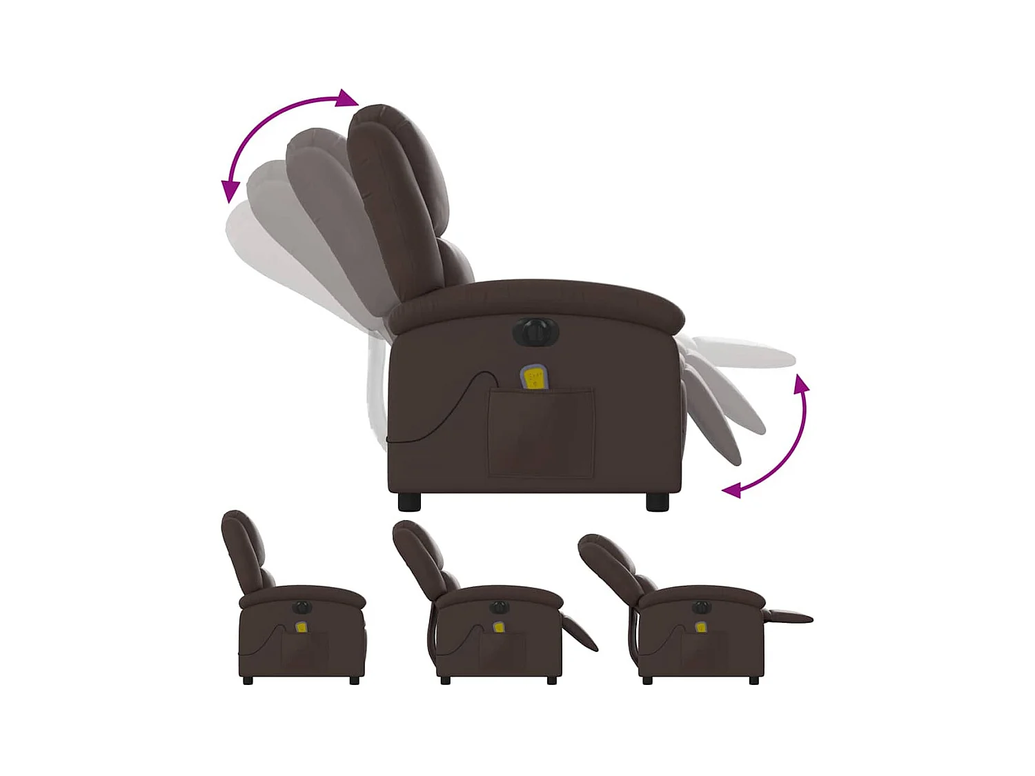 Sillón de salón | Silla | Sillón de masaje reclinable eléctrico cuero sintético marrón SHL9721