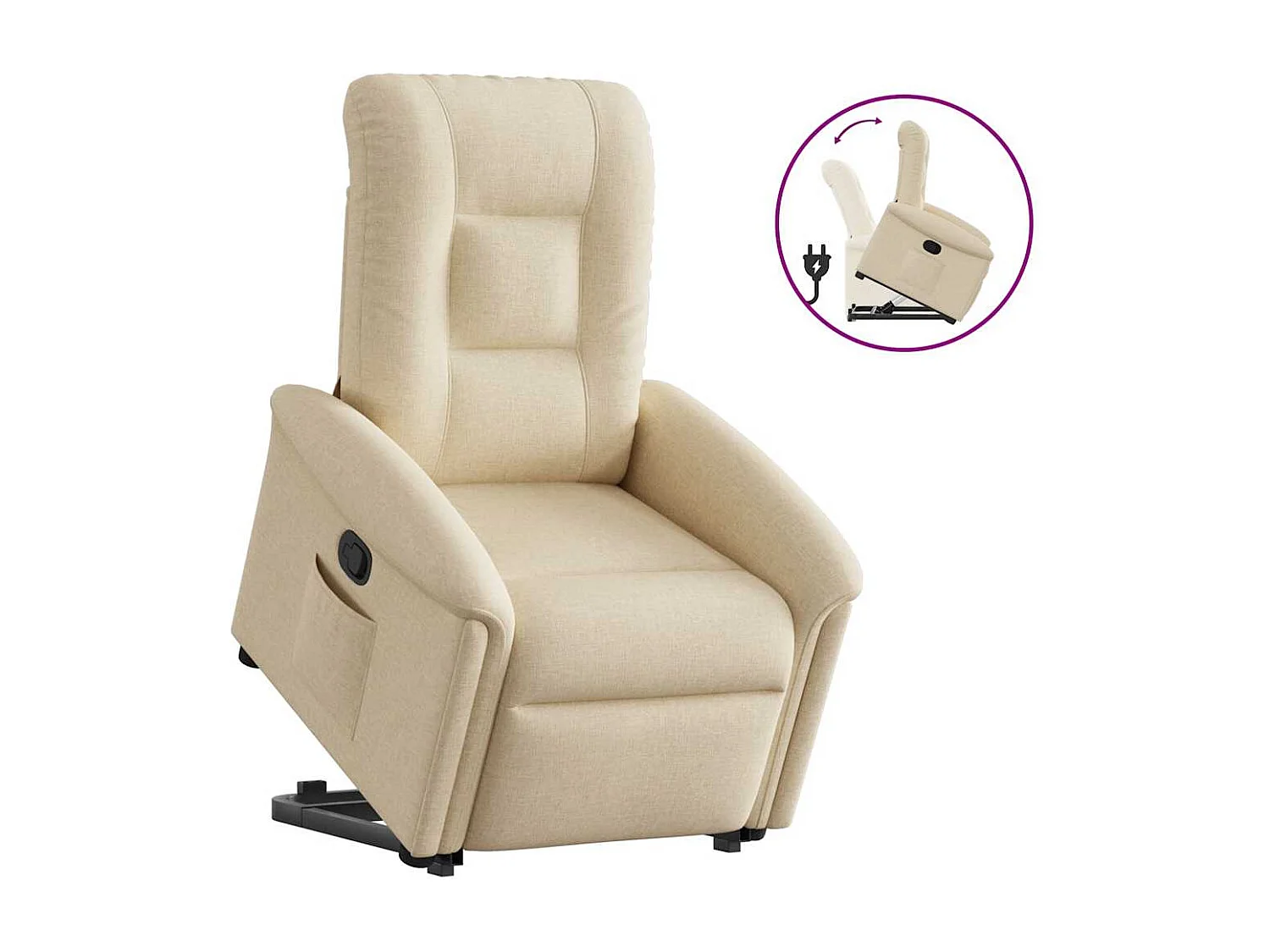 Fauteuil inclinable-Chaise de relax-Fauteuil salon Crème Tissu SHL3128