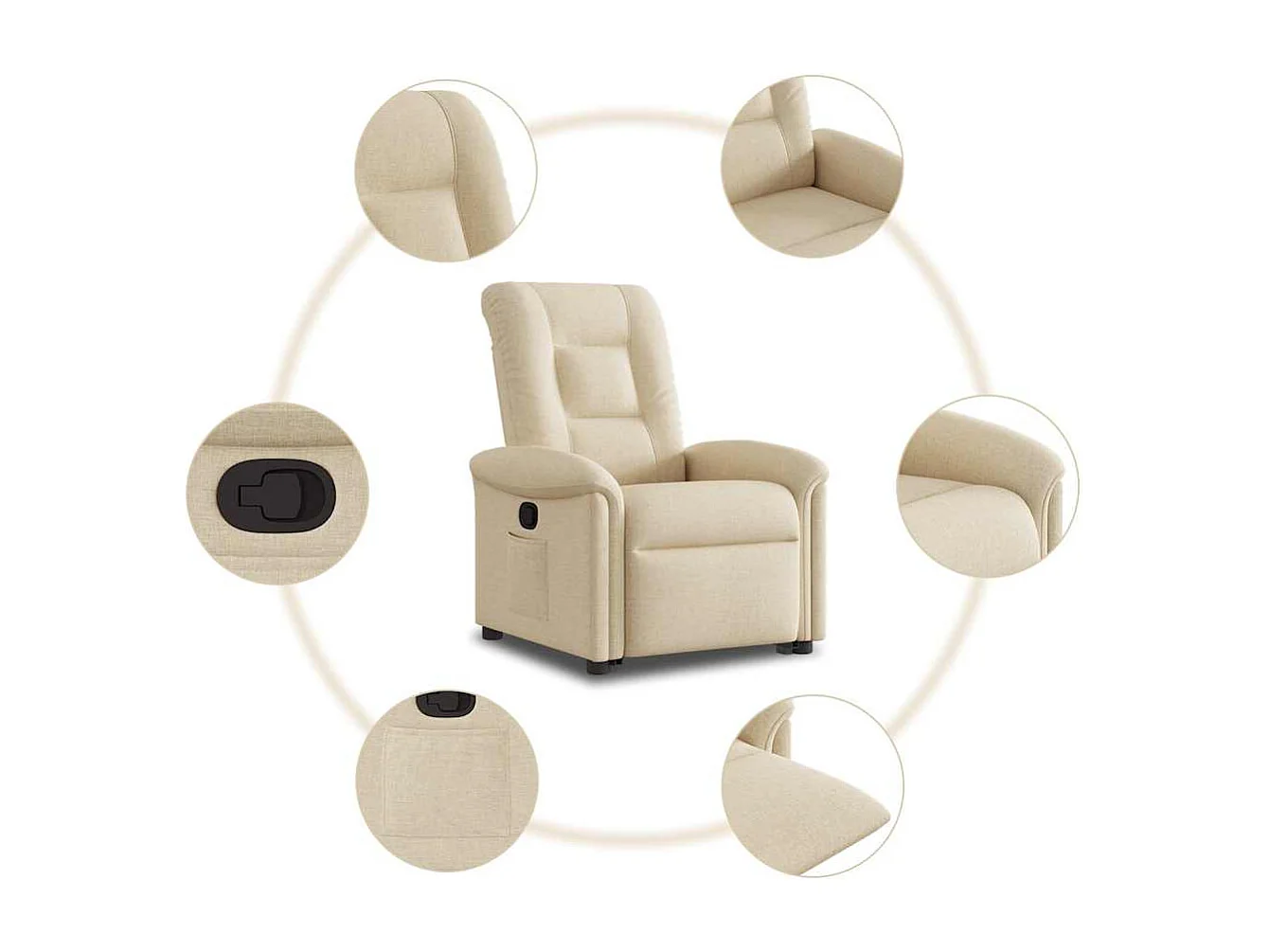 Fauteuil inclinable-Chaise de relax-Fauteuil salon Crème Tissu SHL3128