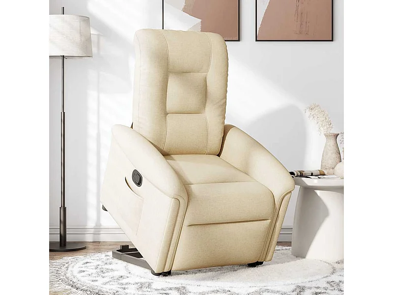 Fauteuil inclinable-Chaise de relax-Fauteuil salon Crème Tissu SHL3128