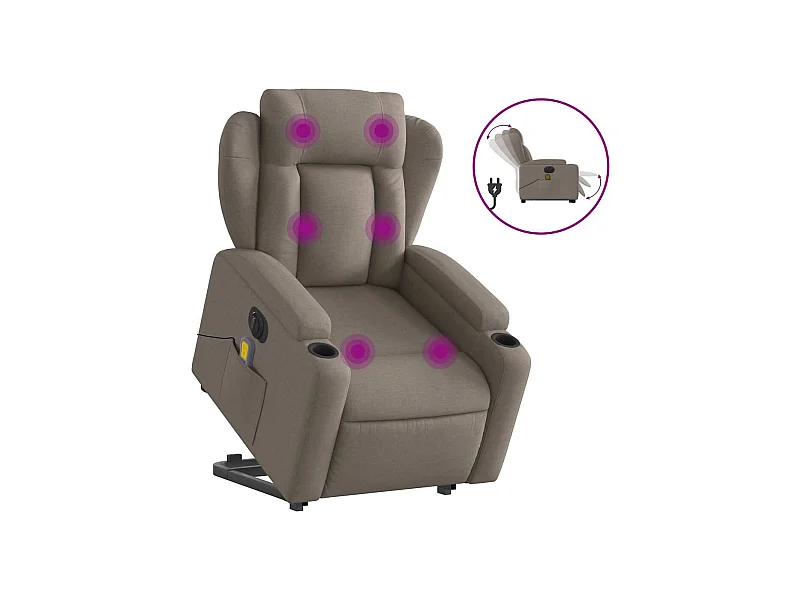Fauteuil inclinable électrique-Chaise-Fauteuil de Massage Taupe Tissu SHL5031