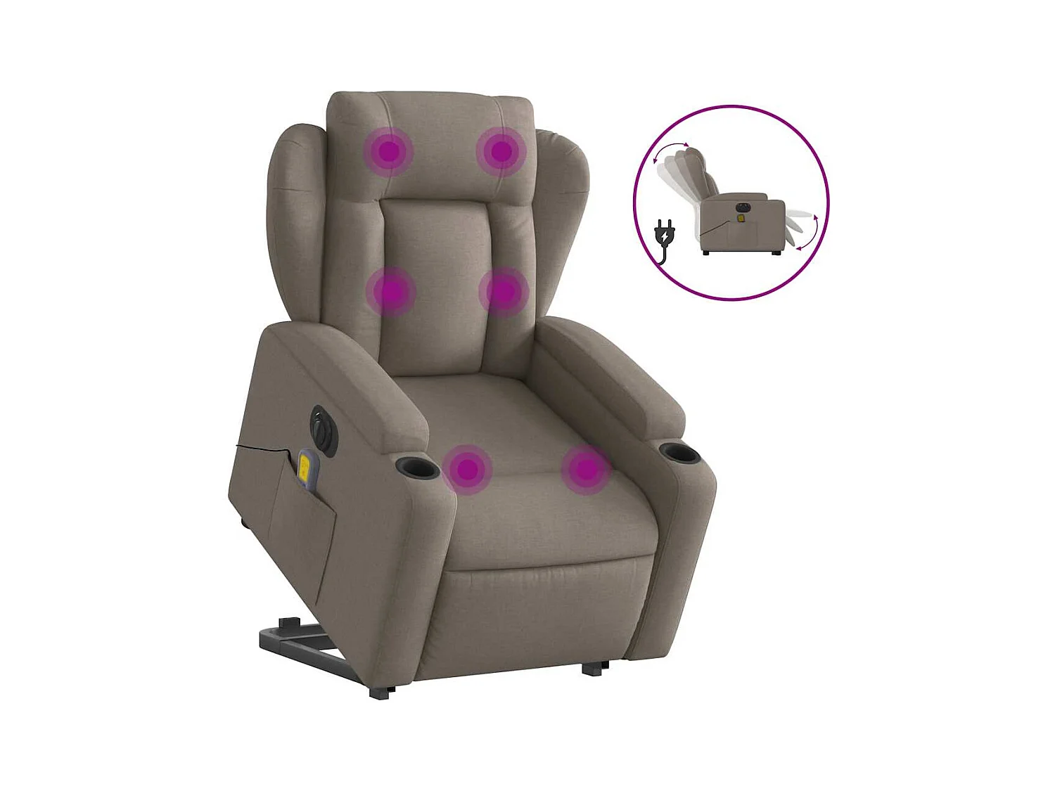 Fauteuil inclinable électrique-Chaise-Fauteuil de Massage Taupe Tissu SHL5031