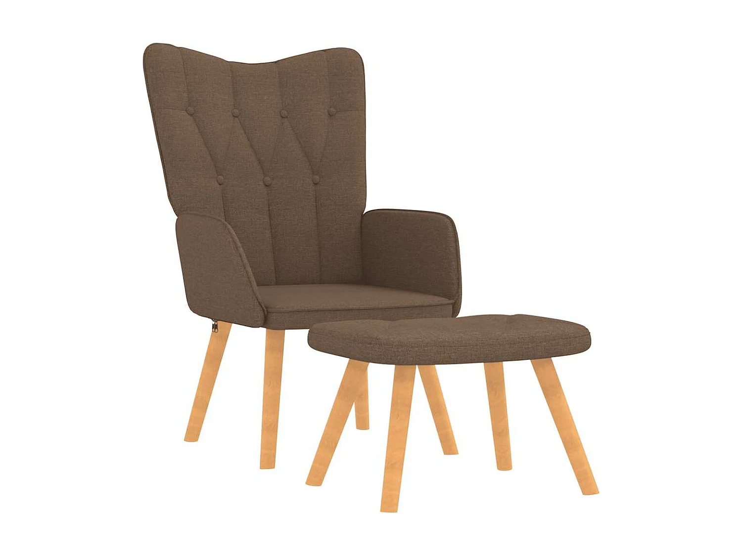 Relaxsessel mit Hocker | Lounge Sessel indoor Braun Stoff SHL19062