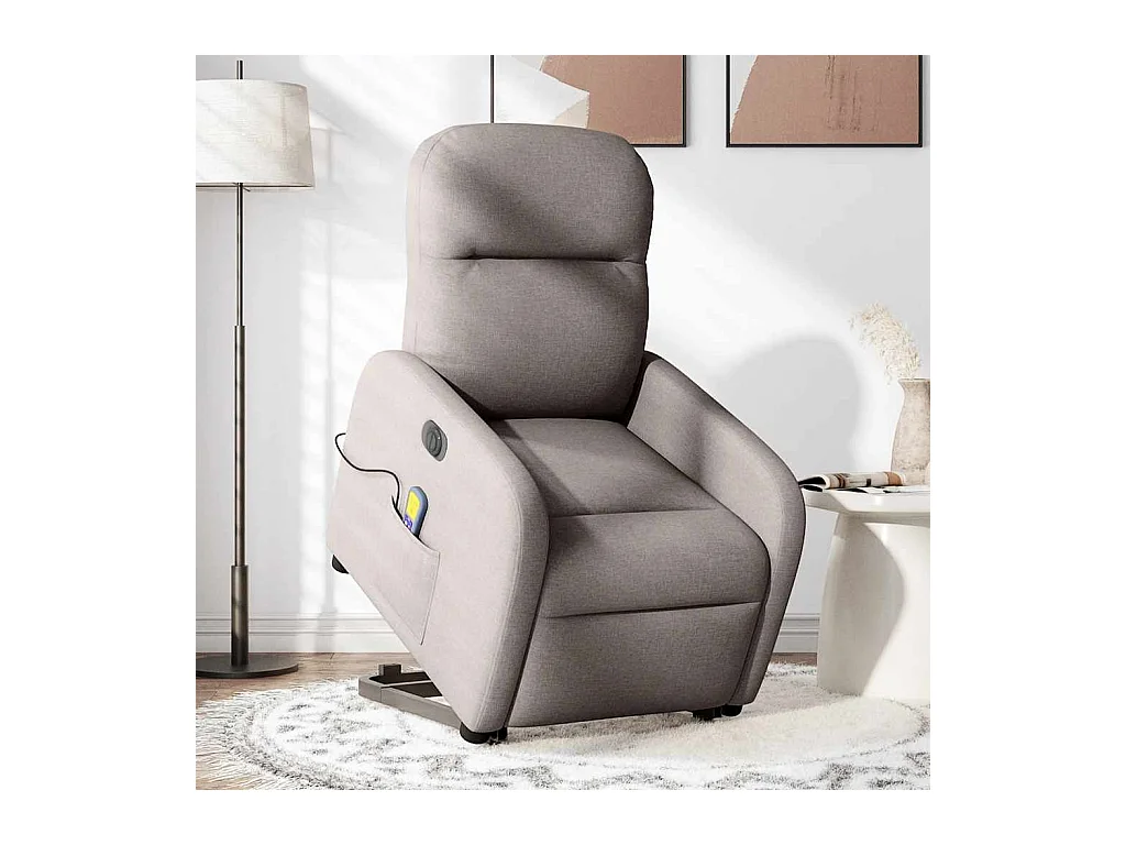 Poltrona elétrica elevatória massagens tecido cinza-acastanhado SHL400369