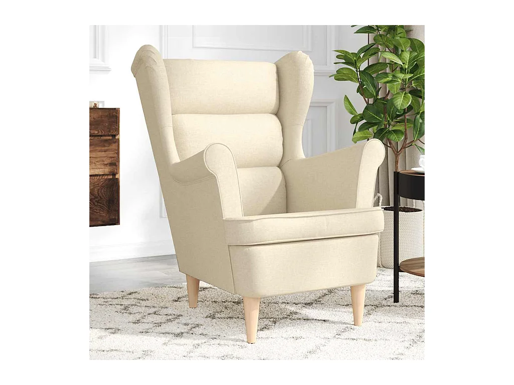 Sillón de salón | Silla de relax | Sillón de tela crema 74x84x100 cm SHL9832