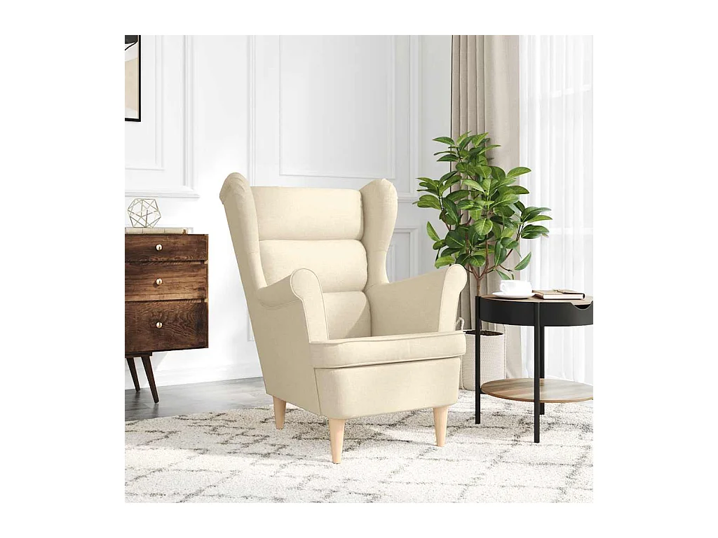 Sillón de salón | Silla de relax | Sillón de tela crema 74x84x100 cm SHL9832