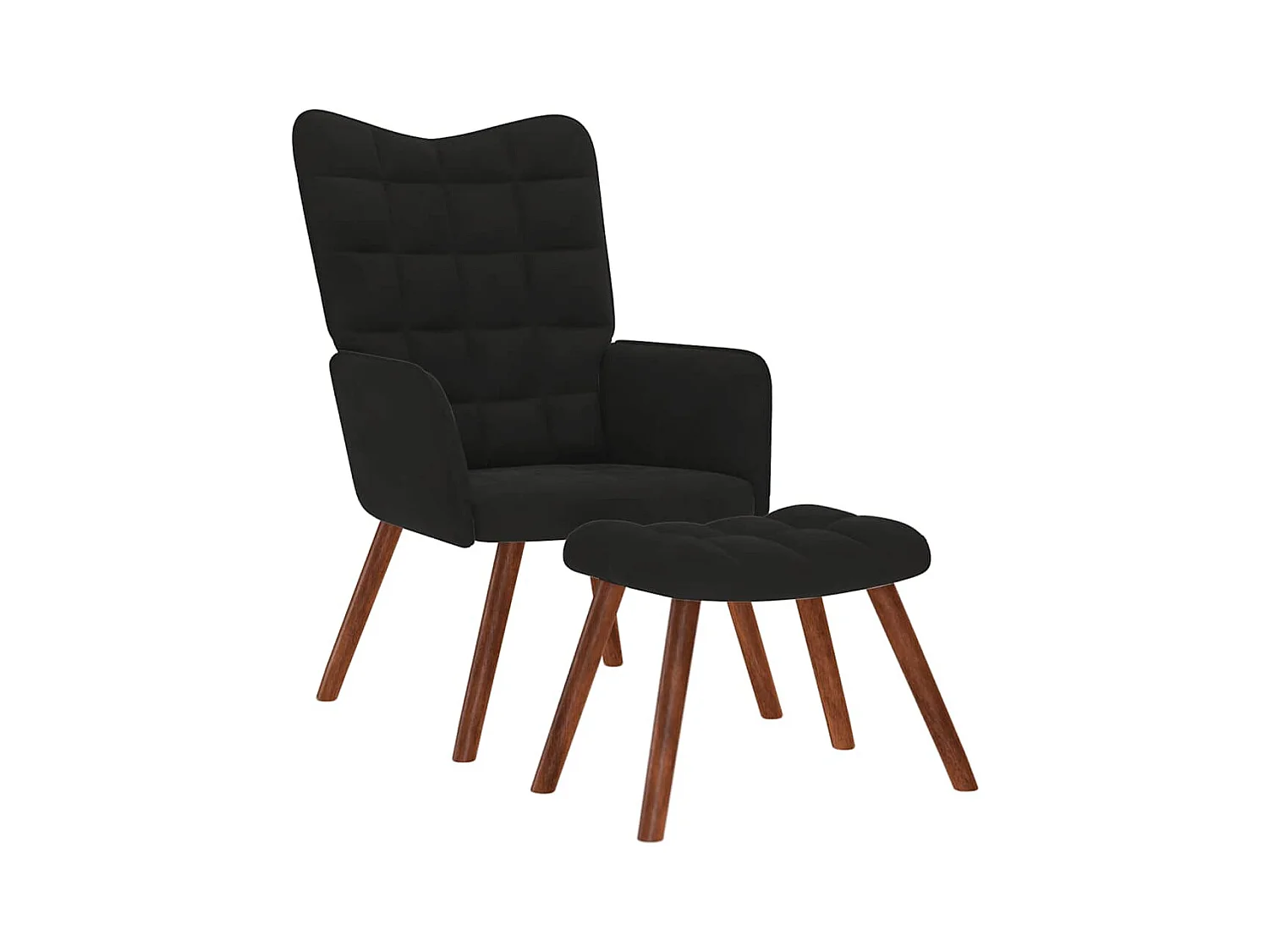 Sillón de relax | Sillón relajante con taburete de terciopelo negro SHL3969