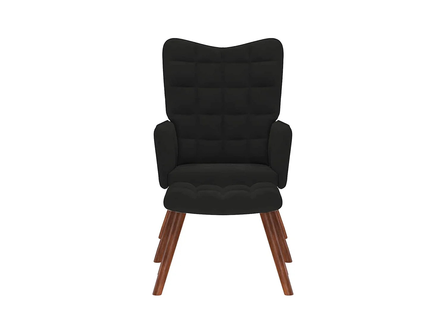 Sillón de relax | Sillón relajante con taburete de terciopelo negro SHL3969