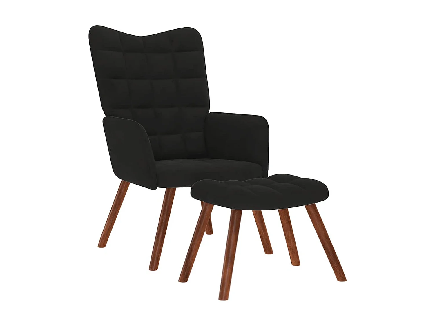 Relaxsessel mit Hocker | Lounge Sessel Schwarzer Samt SHL54361