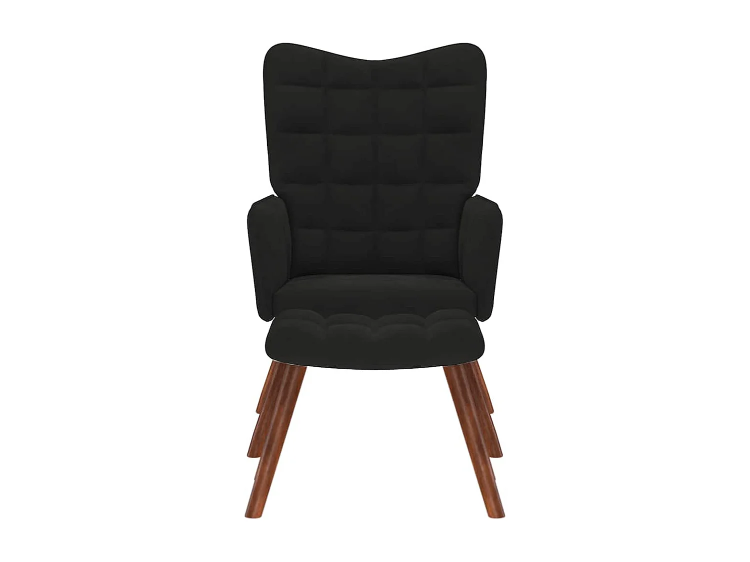 Relaxsessel mit Hocker | Lounge Sessel Schwarzer Samt SHL54361
