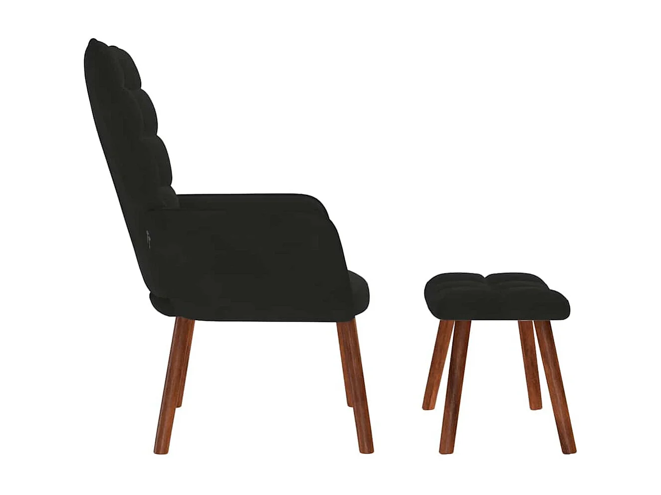 Relaxsessel mit Hocker | Lounge Sessel Schwarzer Samt SHL54361