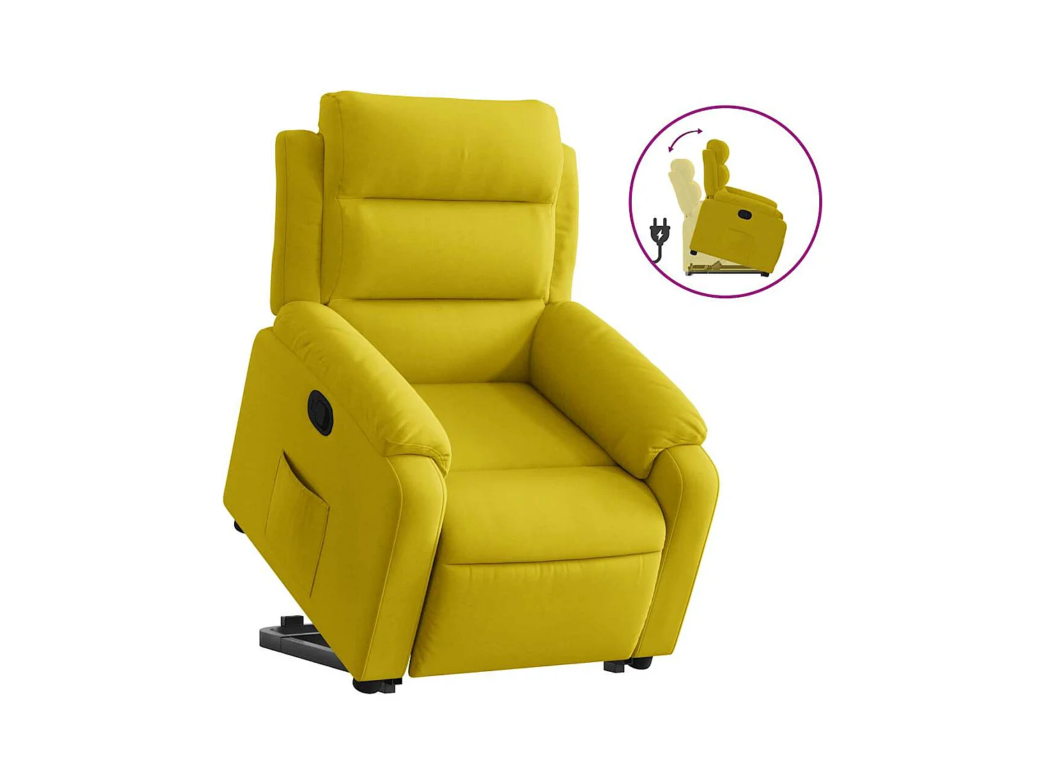 Fauteuil inclinable-Chaise de relax-Fauteuil salon Jaune Velours SHL4543