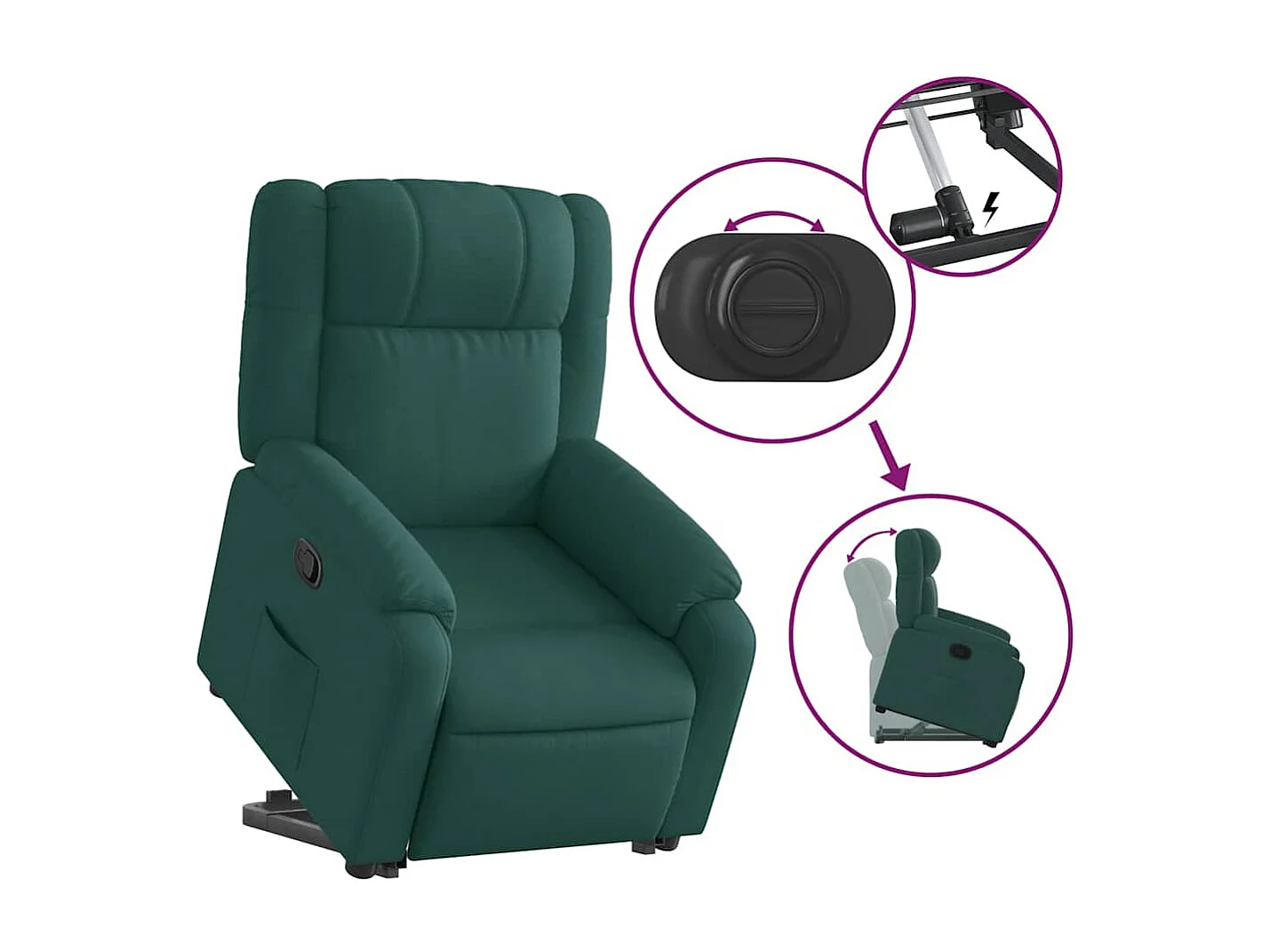 Relaxsessel | Lounge Sessel für Wohnzimmer mit Aufstehhilfe Dunkelgrün Stoff SHL2415