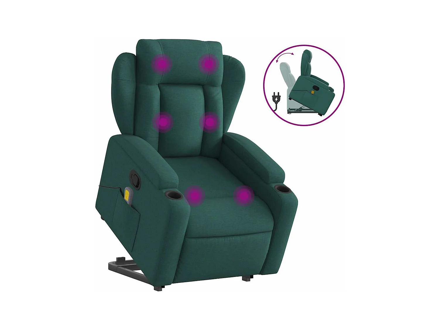 Silla de masaje reclinable de pie de tela verde oscura SHL2750