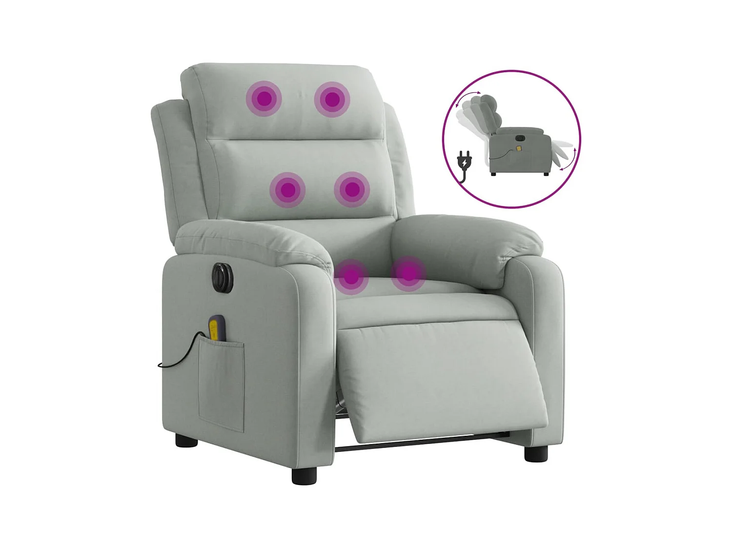 Sillón de relax | Sillón reclinable de masaje eléctrico terciopelo gris claro SHL5120