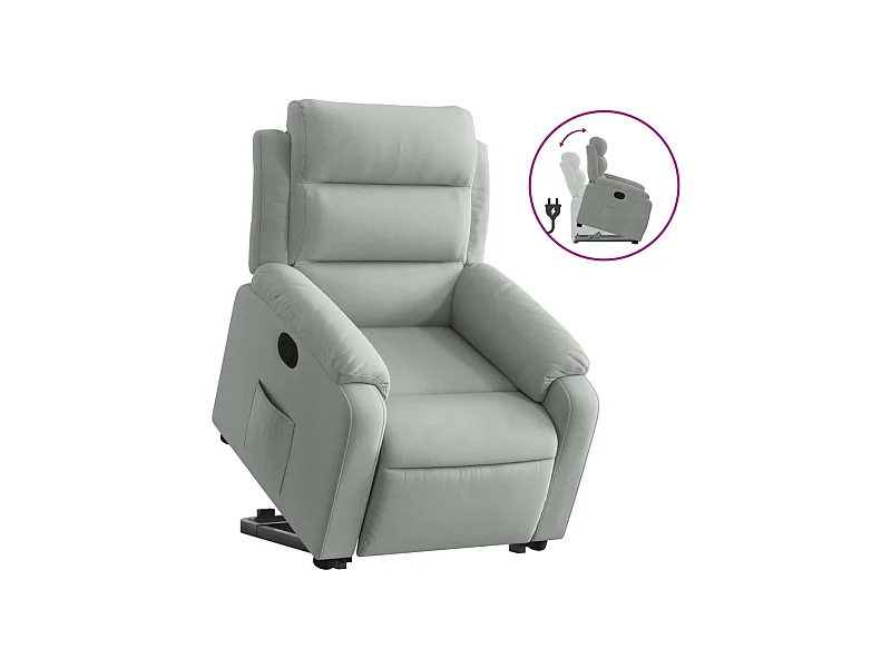 Sillón de relax | Silla | Sillón reclinable elevable terciopelo gris claro SHL7890