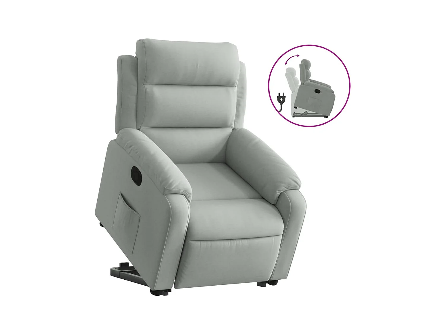 Sillón de relax | Silla | Sillón reclinable elevable terciopelo gris claro SHL7890