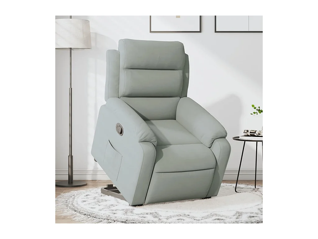 Sillón de relax | Silla | Sillón reclinable elevable terciopelo gris claro SHL7890